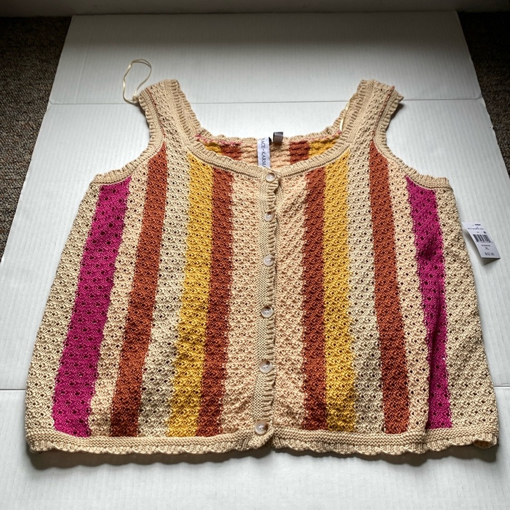 NWT Grace and Karma Bohemian Knitted Sweater Vest Size XL